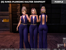 [S] Junia Plunging Halter Jumpsuit Purple