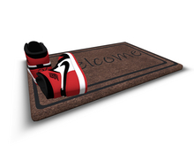 Welcome doormat with sneakers