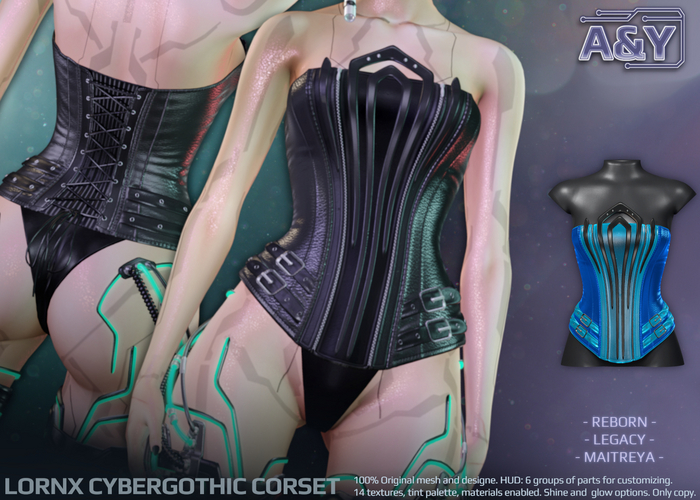 A&Y Lornx Cybergothic Corset - Blue