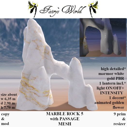 *Fairy`s World* MARBLE ROCK with PASSAGE +resizer 5 MESH