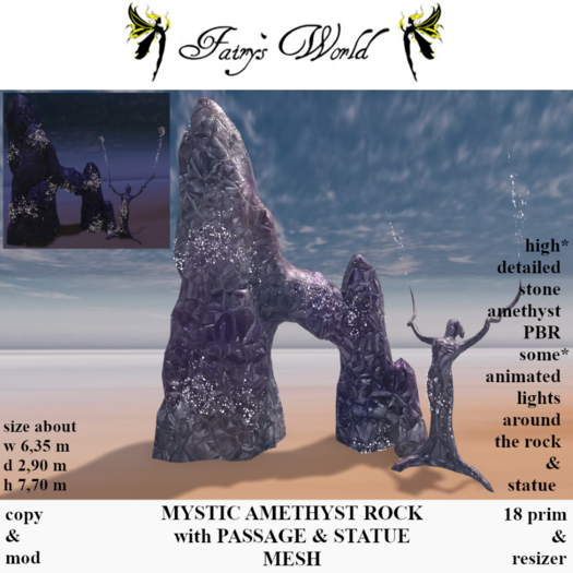 *Fairy`s World* MYSTIC AMETHYST ROCK with PASSAGE +resizer MESH