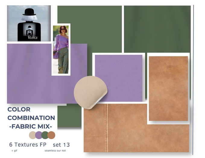 Color Combination Mix fabrics -6FP- set 13