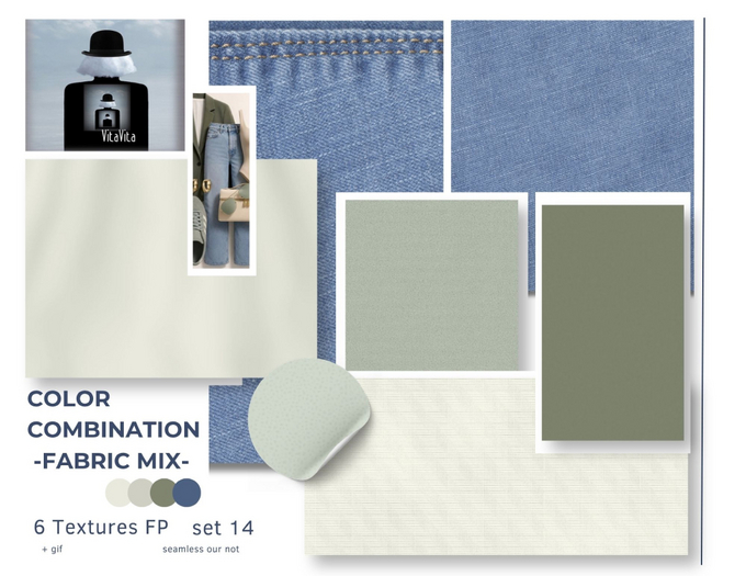 Color Combination Mix fabrics -6FP- set 14