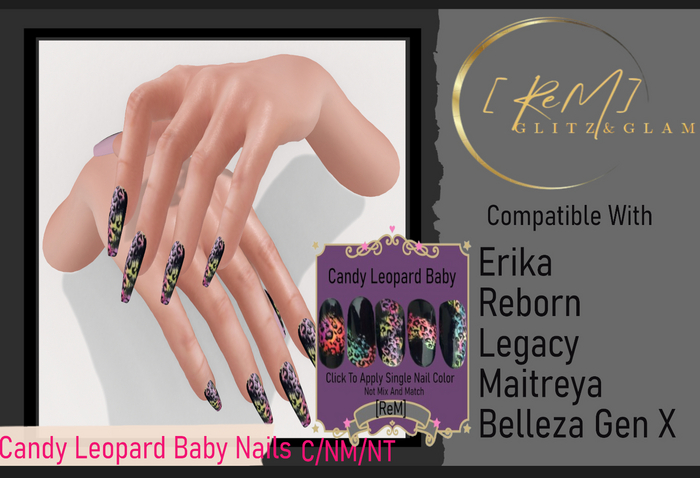[ReM]  Candy Leopard Baby Nails w/Hud