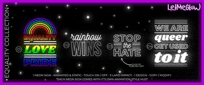 LetMeGlow Equality Collection 01 - Equality Love Pride NEON SIGN