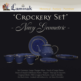 Laminak - Crockery Set - Navy Geometric