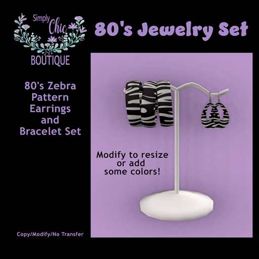 80's Zebra Patterned Earrings & Bracelet