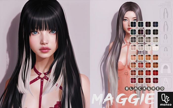 [monso] Maggie Hair /Black & Red