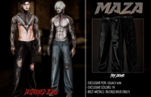 MAZA - DESTROYED JEANS - BLACK