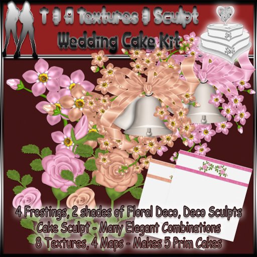 P3D Low Prim Wedding Cake Kit Peach & Pink