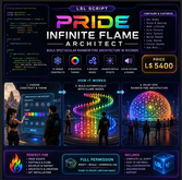 Pride Infinite Flame Architect LSL Script Full Perm – Rainbow Fire Builder, Particle Architecture Generator, Festival
