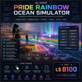 Pride Rainbow Ocean Simulator FULL PERM LSL Script | Interactive Rainbow Water System, Dynamic Waves and Aurora Effects