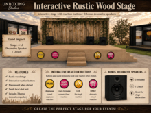 Interactive Rustic Mini Stage + 3 Bonus Decorative Speakers