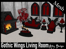[Athy Designs] Gothic Wings Living Room Furniture Goth Vampire 