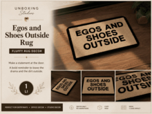 Egos and Shoes Outside Rug