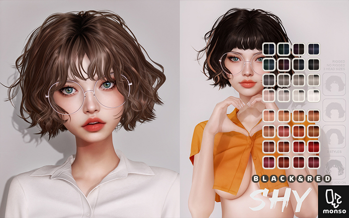 [monso] Shy Hair /Black & Red