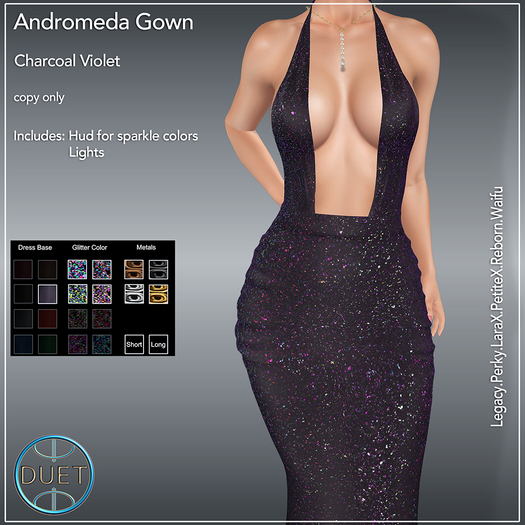 Duet Andromeda Gown Charcoal Violet