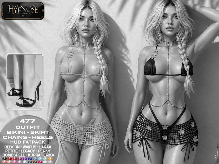 HYPNOSE - 477 OUTFIT BIKINI SKIRT HEELS FATPACK DEMO {WEAR ME}