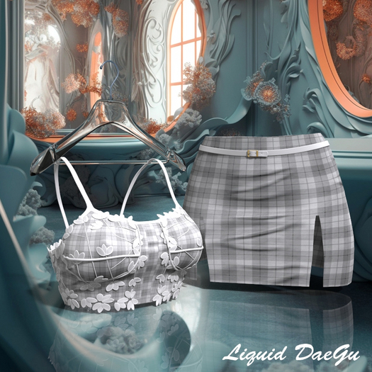 Grey Plaid OUTFIT Skirt LARAX