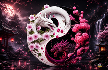 Yin Yang Dragon Blossom – Eternal Harmony Wall Art