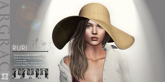 *ARGRACE* Wide Brim Straw Hat #RURI - Pops