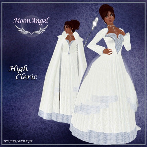MA* High Cleric Gown, Priestess, Holy Woman Gown with Cloak