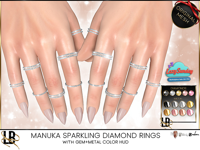 LB - Manuka Sparkling Diamond Multi Rings + HUD