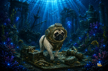 Deep Sea Diver Pug – Nautical Adventure Companion Statue