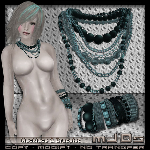 mJ'Ds - WD Necklace&Bracelet Sea Blue