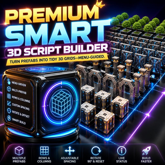 Premium Smart 3D Script Builder | FULL PERM SCRIPT! | Turn prefabs into tidy 3D grids—menu-guided.