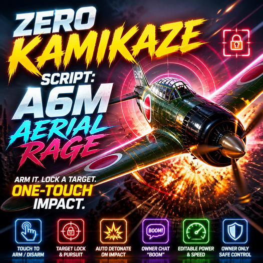 Zero Kamikaze Script: A6M Aerial Rage | FULL PERM SCRIPT! | Arm it. Lock a target. One-touch impact.