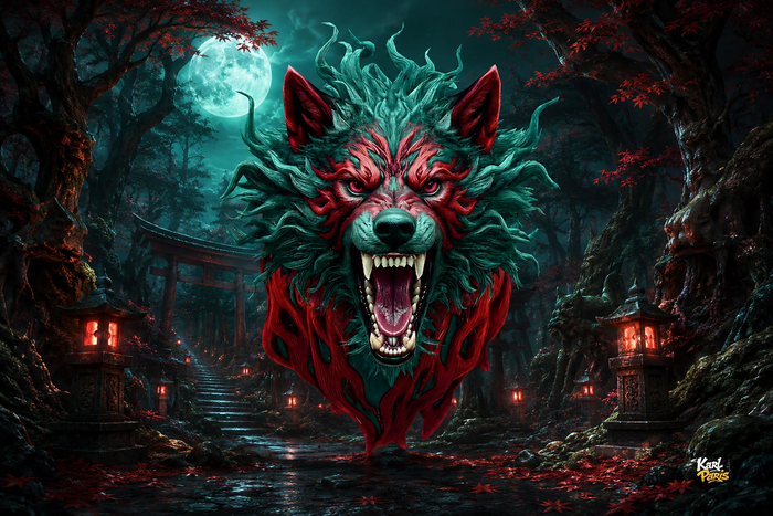 Infernal Spirit Wolf Head – Dark Fantasy Wall Trophy