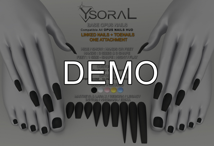 DEMO ~~ YsoraL ~~ .: Base OPUS Nails FEET + HAND :. 