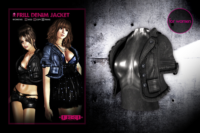 +grasp+/Frill denim jacket/Black