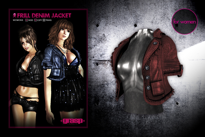 +grasp+/Frill denim jacket/Red