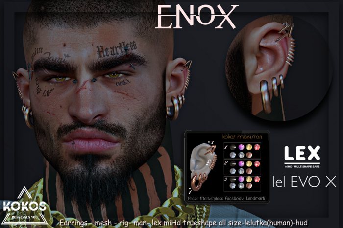 KOKOS EARRINGS -ENOX-miHD TrueShapeLEX//LELUTKA