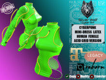 SW - Cyberpunk Mini-dress Latex Net Female AcidGrid(Box)