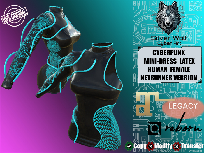 SW - Cyberpunk Mini-dress Latex Net Female Netrunner(Box)