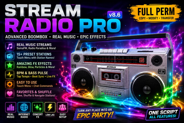 V8 Stream Second Life Marketplace - Stream Radio PRO v8.6 Ultimate Concert ...