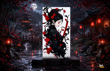 Crimson Blossom – Gothic Samurai Maiden Wall Art