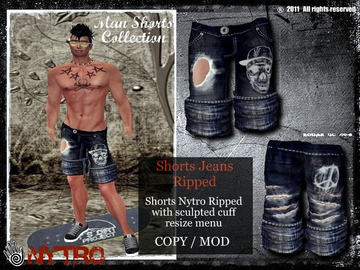 $$ - NyTrO - $$ SALE FOR INCOMING NEW COLLECTION -Shorts Jeans Ripped Man Street Style (Box)