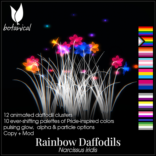 Rainbow Daffodils  - Animated Pride Flower Garden (12 Clusters, 10 Flag Palettes)