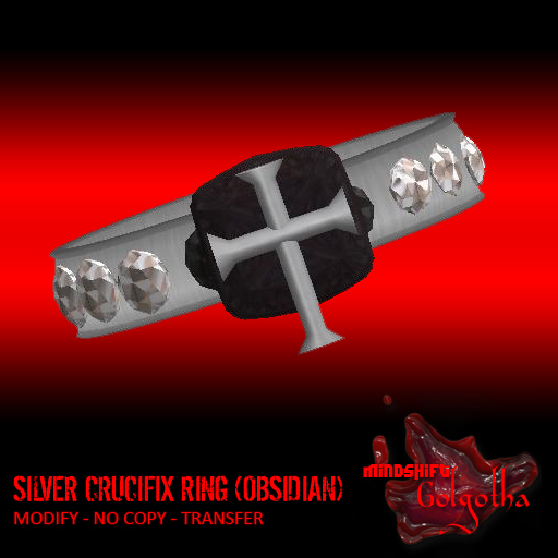Mindshift - Crucifix Silver Ring (Obsidian)