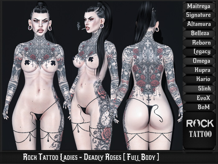 Rock Tattoo Ladies - Deadly Roses [ Full Body ]
