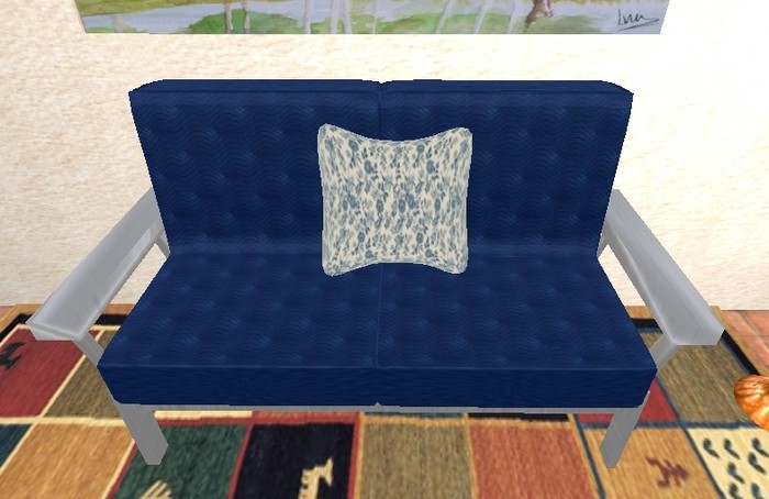 Blue couch to talk couple.