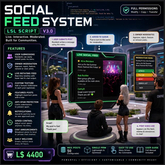 Social Feed System LSL Script V3.0 for Second Life | Moderated Live Feed Board | Full Perm