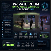 Private Room Rental Access Controller LSL Script V2.0 | Full Permission | Secure Rental, Guest Whitelist
