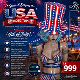 Patriotic USA Stars & Stripes Top Hat | 4th of July Independence Day Hat