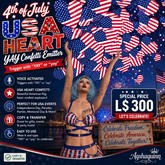 4th of July USA Heart YAY Confetti Emitter | Patriotic Heart Celebration Effect