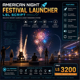 Full Perm American Night Festival Fireworks Launcher LSL Script | Realistic Rocket Launch System with Multi-Layer